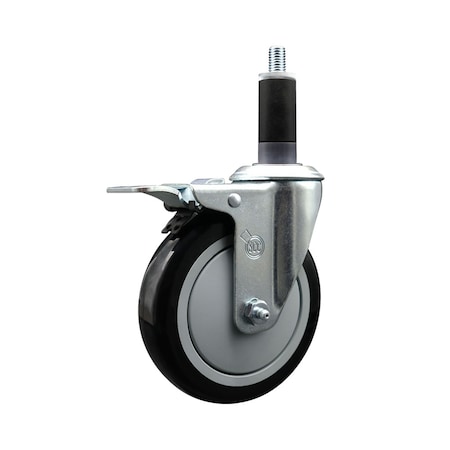 Service Caster 5'' Black Poly Swivel 1-1/8'' Expanding Stem Caster Total Lock Brake SCC-EXTTL20S514-PPUB-BLK-118